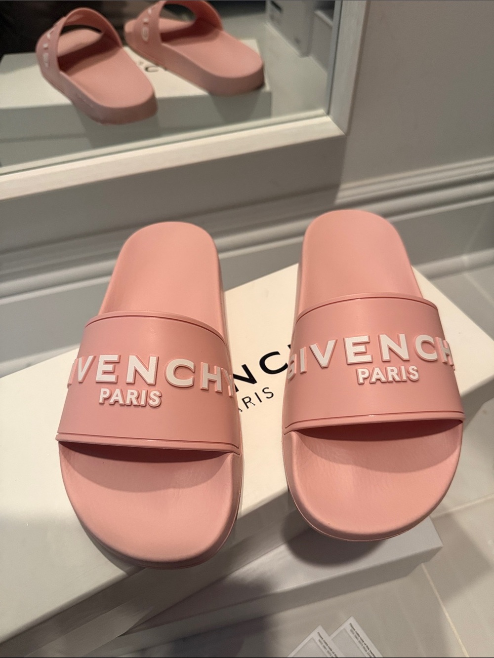 Givenchy Pink Logo Slide Sandals